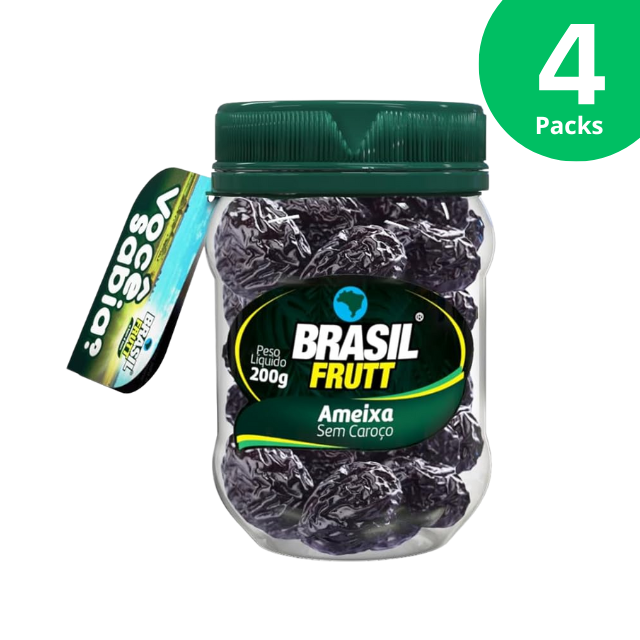 4 Packs Pitted Prunes Pot - 4 x 200g (7.05 oz) - Brasil Frutt