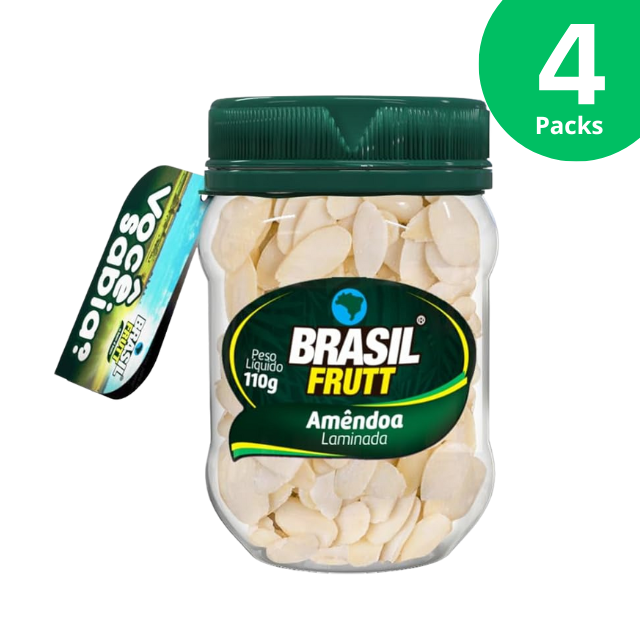 4 包杏仁片 - 犹太洁食 - 4 x 110g（3.88 盎司） - Brasil Frutt