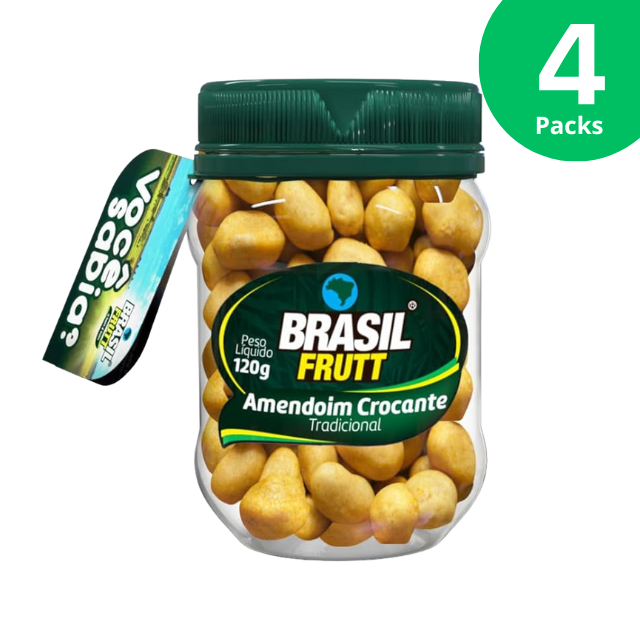 4 Pacotes de Amendoim Crocante Tradicional - 4 x 120g (4.23 oz) - Brasil Frutt