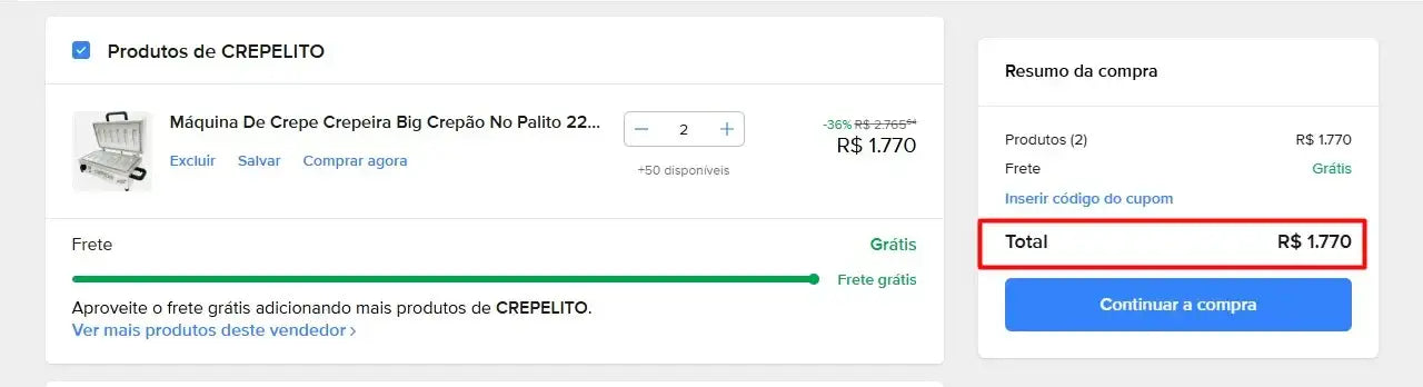 Personal Shopper | Buy from Brazil  - Máquina De Crepe Crepeira Big Crepão No Palito 220v Inovamaq Cor Inox- 2 items (DDP)