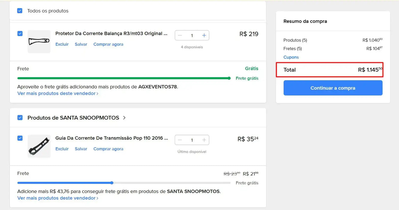 Personal Shopper | Buy from Brazil  - Motorcycle Parts  - 6 items (DDP)