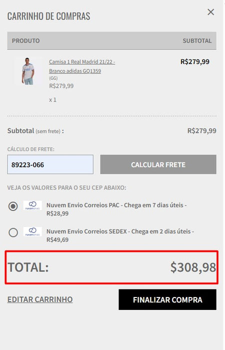个人客户 | 从巴西购买 -足球球衣 - 2 件 - DDP