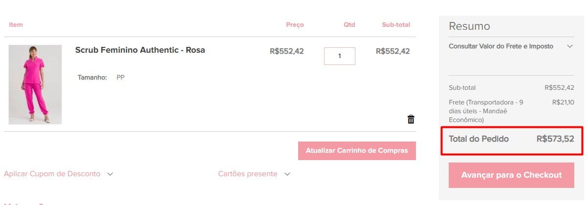 Comprador personal | Comprar en Brasil -Scrub Feminino Authentic - Rosa- 1 artículo (DDP)