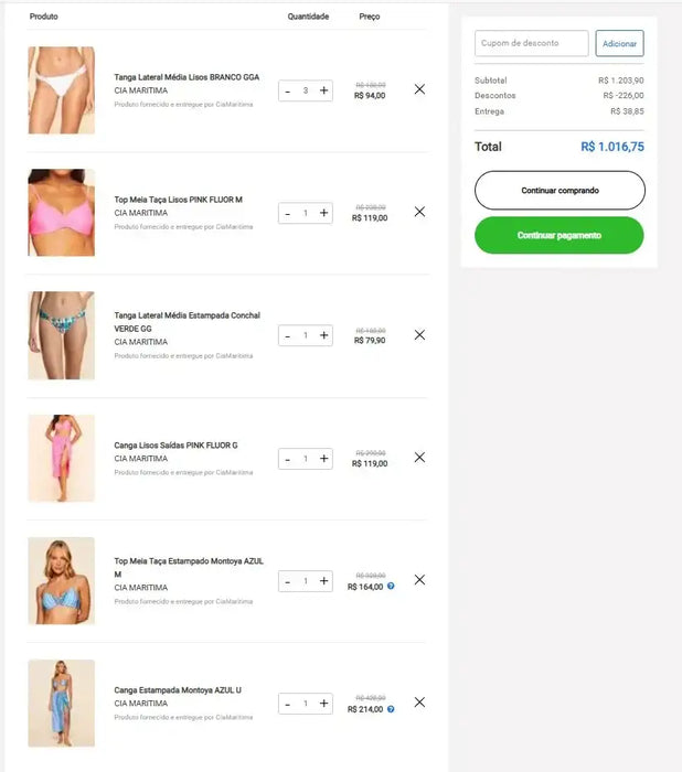 Personal Shopper | Buy from Brazil -Biquinis CiaMaritma - 6 items (DDP)