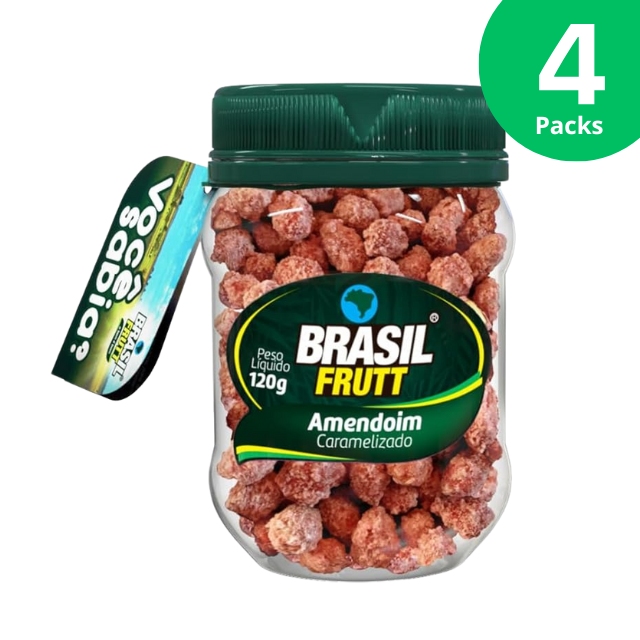 4 paquetes de maní caramelizado - 4 x 120 g (4,23 oz) - Brasil Frutt
