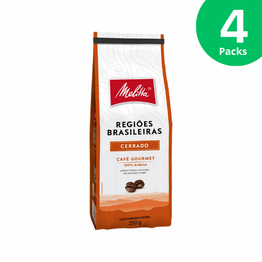 4-Pack Cerrado Melitta Gourmet Coffee Brazilian Regions - 4 x 250g / 8.8oz - Brazilian Arabica Coffee