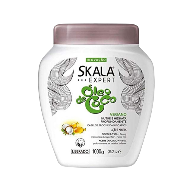 Crema de tratamiento con aceite de coco Skala, 1 kg (35,3 oz) - Vegana, sin sulfatos ni parabenos