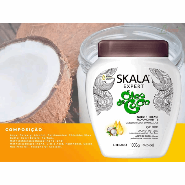 4 Packs Skala Coconut Oil Treatment Cream - 4 x 1kg (35.3 oz) - Vegan, Sulfate and Paraben-Free