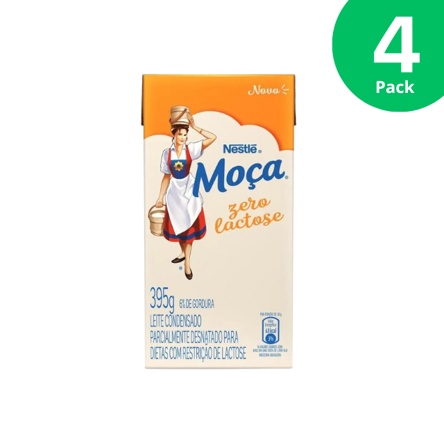 4 opakowania mleka skondensowanego MOÇA Mleko skondensowane o zerowej zawartości laktozy - 4 x 395 g (13,9 uncji) - Nestlé