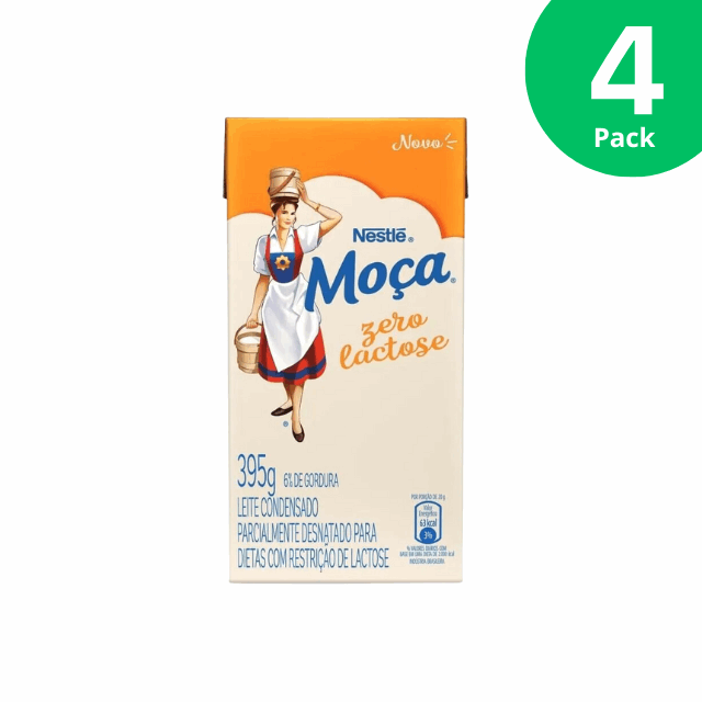 4-Pack Condensed Milk Leite Condensado MOÇA Zero Lactose - 4 x 395g (13.9 oz) - Nestlé