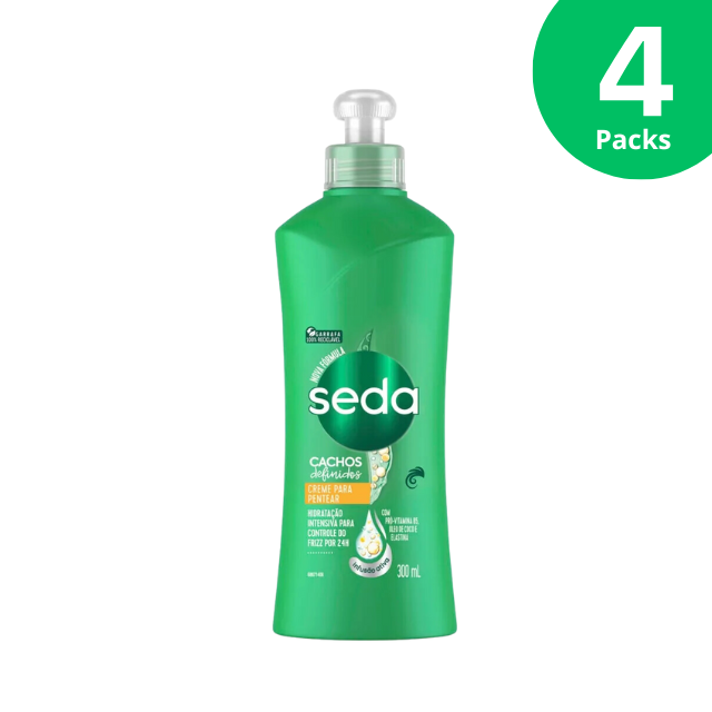 4 paquetes de crema para peinar rizos definidos Seda - 4 x 300 ml / 10,14 fl oz