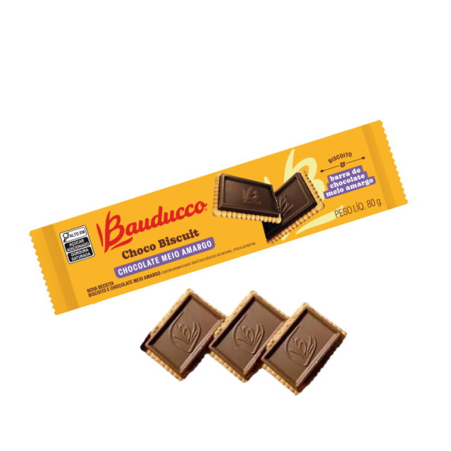 8 paquetes de galletas de chocolate amargo - Paquete de galletas Bauducco Choco - 8 x 80 g (2,82 oz)