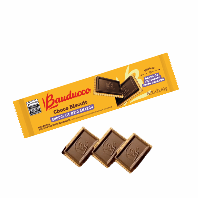 4-Pack Dark Chocolate Biscuit - Bauducco Choco Biscuit Pack - 4 x 80g (2.82 oz)