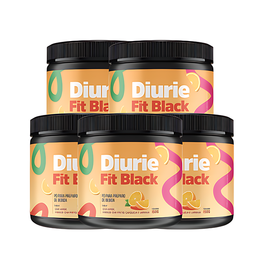 5-Pack Diurie Fit Black Weight Management Powder: 5-Month Ultimate Detox & Metabolism Support (Single Flavor) – 26.46 oz (750 g)