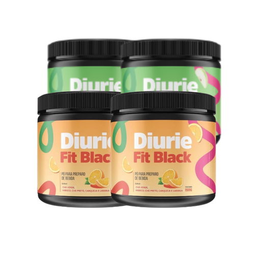 Diurie Fit Black Flavor Quad Kit: 2 Orange & 2 Green Apple for Detox & Metabolism Support – 21.16 oz (600 g) – Buy now at MKPBR.COM – Worldwide Shipping