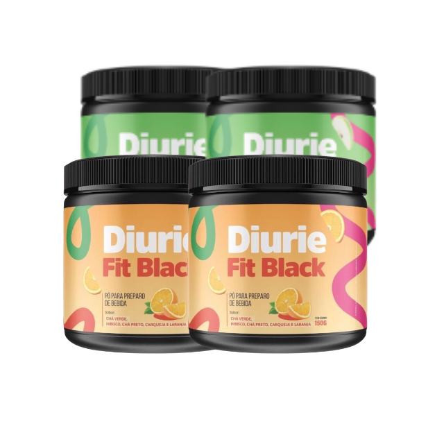 Diurie Fit Black Flavor Quad Kit: 2 Orange & 2 Green Apple for Detox & Metabolism Support – 21.16 oz (600 g) – Buy now at MKPBR.COM – Worldwide Shipping
