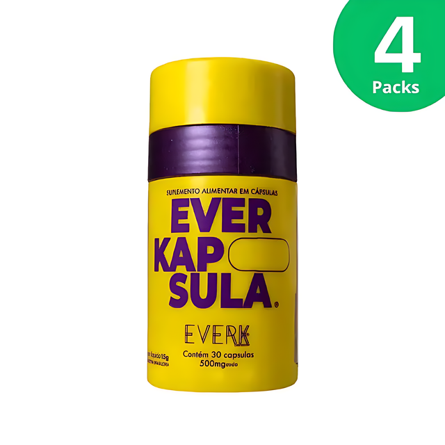 4-Pack Everkápsula - 30 Capsules (500mg) | Hair Wellness Supplement | 15g (0.53oz) - 4 Bottles