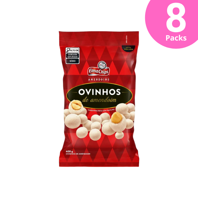 Confezione da 8 uova di arachidi Elma Chips / Ovinhos de Amendoim - 8 x 400 g (14,1 once)