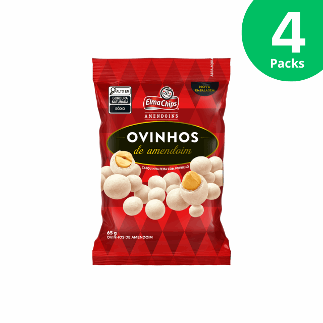 4-Pack Elma Chips Peanut Eggs  / Ovinhos de Amendoim - 4 x 65g (2.3oz)