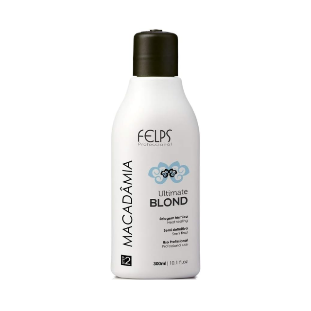 Felps Professional Macadamia Ultimate Blonde Hair Smoothing Treatment – Blonde Toning, Alignment & Fiber Restoration – 10.14 oz (300 ml) or 33.8 oz (1 L) front packaging – Buy now at MKPBR.COM – Worldwide Shipping
