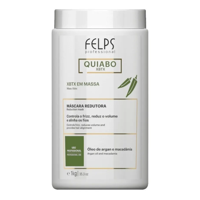 Felps Professional Okra XBTX Antifrizz Volume-Reducing Mask – Frizz Control, Hair Alignment, Nourish & Shine – 10.58 oz (300 g) or 2.2 lb (1 kg) authentic Brazilian salon finish – Buy now at MKPBR.COM – Worldwide Shipping
