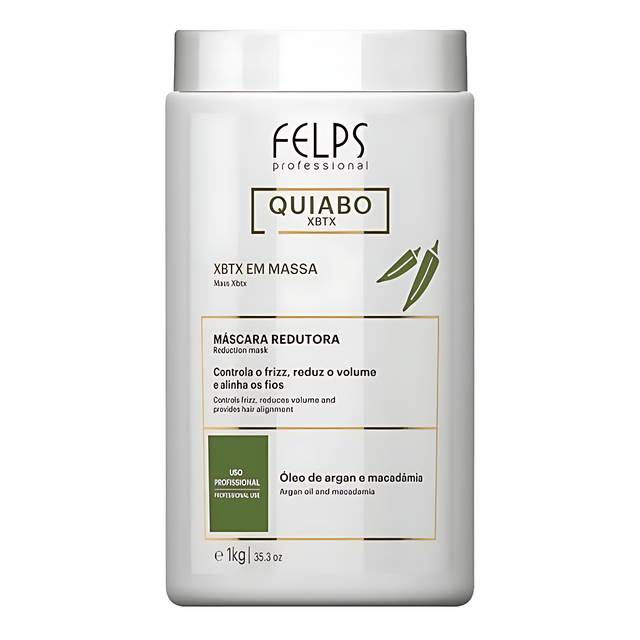 Felps Professional Okra XBTX Antifrizz Volume-Reducing Mask – Frizz Control, Hair Alignment, Nourish & Shine – 10.58 oz (300 g) or 2.2 lb (1 kg) authentic Brazilian salon finish – Buy now at MKPBR.COM – Worldwide Shipping
