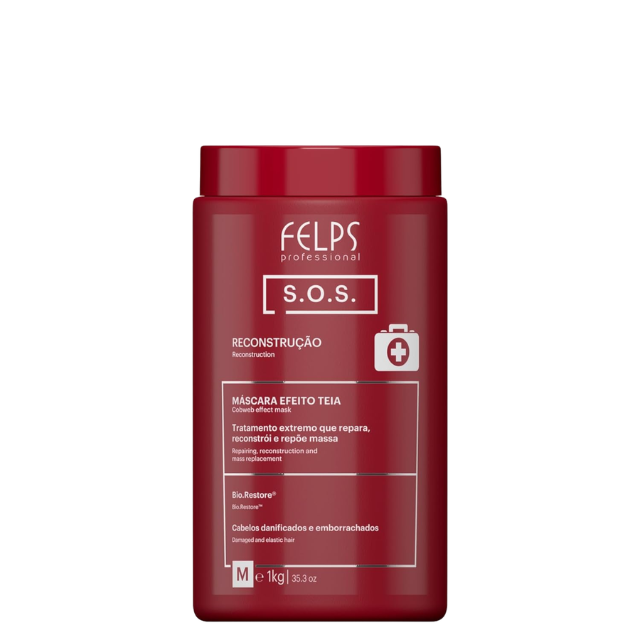 Felps Professional SOS Reconstruction Treatment Mask – Extreme Hair Repair, Hydration & Strength – 10.58 oz (300 g) or 2.2 lb (1 kg) authentic Brazilian emergency care – Buy now at MKPBR.COM – Worldwide Shipping