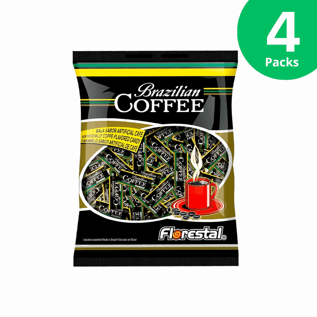 4 Packs Florestal Brazilian Coffee Candy: A Taste of Brazilian Coffee in Every Bite (4 x 108g / 3.8oz)