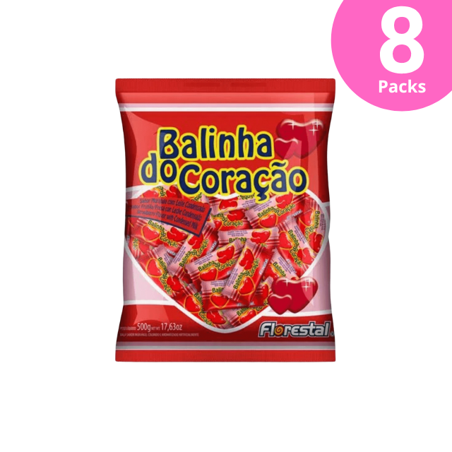 Paquete de 8 corazones de caramelo de fresa Florestal: dulces y deliciosos dulces para cualquier ocasión (8 x 500 g / 17,63 oz)