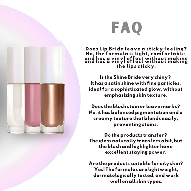 Fran by Franciny Ehlke Bride Kit Limited Edition Lip Gloss, Highlighter & Blush Set, 0.58 oz / 16.5 g - luxury brazilian makeup gift set - buy now at mkpbr.com - worldwide shipping.