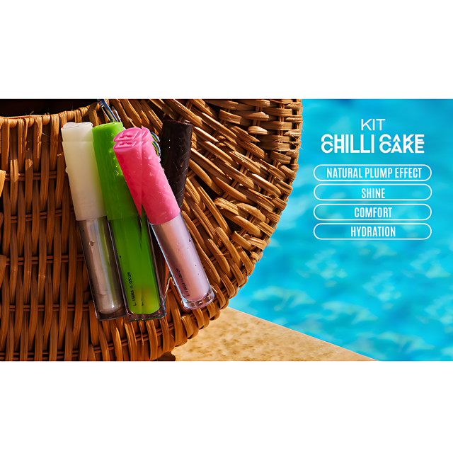 Fran by Franciny Ehlke ChilliCake Kit Limited Edition Plumping Lip Gloss Set (4 Shades) – 0.47 oz (13.2 g) collectible giftable Brazilian beauty kit – Buy now at MKPBR.COM – Worldwide Shipping