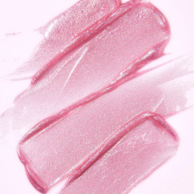 Fran by Franciny Ehlke Pink Chilli Limited Edition Plumping Lip Gloss, Pink Shimmer Vinyl Shine – 0.12 oz (3.3 g) shimmer pigment detail close-up – Buy now at MKPBR.COM – Worldwide Shipping