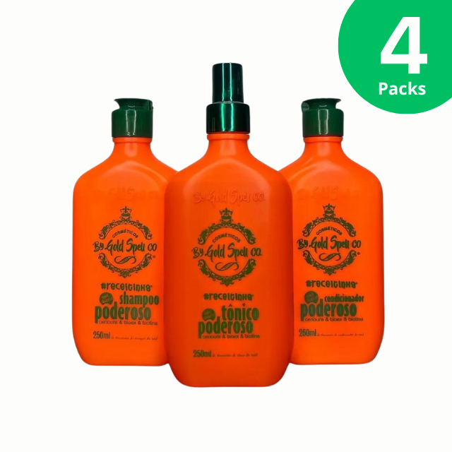 Gold Spell Co. Powerful Hair Care Kit - 3-Piece Set (Shampoo, Conditioner, Tonic) - 250ml (8.45 oz) Each