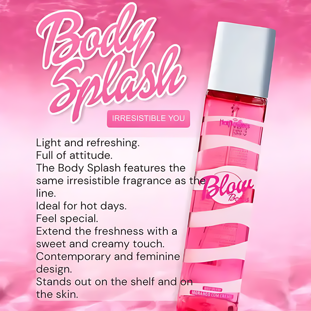 Hot Flowers Blow Beijos Body Splash – Refreshing Strawberry & Cream Scent – 6.08 oz (180 ml) – Incorporate a moment of daily luxury with this body splash, enhancing your routine with a scent that speaks of grace and indulgence – Buy now at MKPBR.COM – Worldwide Shipping.
