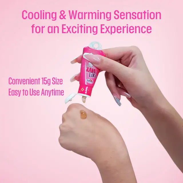 Hot Flowers Xana Loka Clitoral Stimulant Gel – Awaken Your Senses: Explosive Tingling with Jambu, 0.53 oz (15 g) – A hand demonstrating the precise application of the gel, illustrating its dual cooling and warming effects and convenient 0.53 oz (15g) size for discreet use – Buy now at MKPBR.COM – Worldwide Shipping.