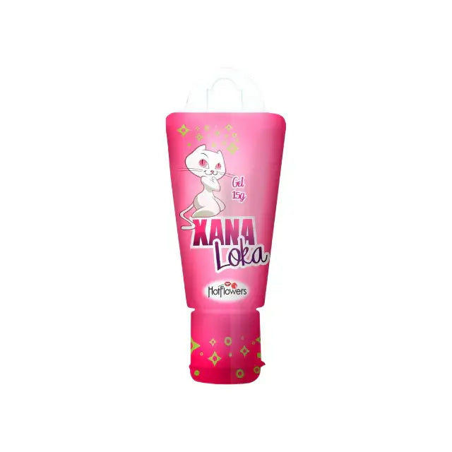 Hot Flowers Xana Loka Clitoral Stimulant Gel – Awaken Your Senses: Explosive Tingling with Jambu, 0.53 oz (15 g) – Isolated product shot of the stimulant gel tube with its distinctive white cat logo and vibrant pink packaging, set against a pristine white background for clear visibility – Buy now at MKPBR.COM – Worldwide Shipping.