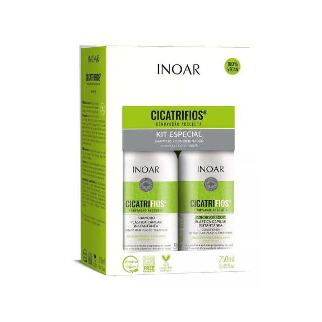 INOAR CICATRIFIOS Hair Treatment Kit - Shampoo & Conditioner (8.45 oz / 250 ml)