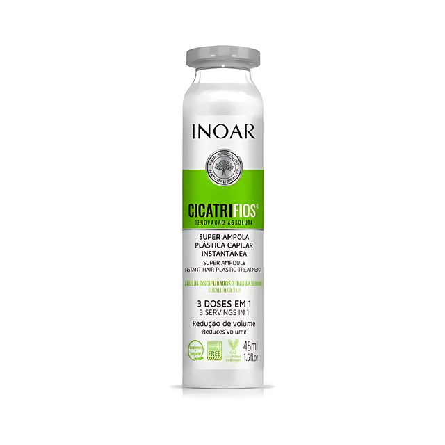 INOAR Cicatrifios Super Ampoule Hair Plastic Surgery (3 Servings in 1) - 45 ml Kit of 12 Ampoules