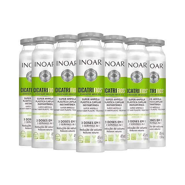 INOAR Cicatrifios Super Ampoule Hair Plastic Surgery (3 Servings in 1) - 45 ml Kit of 12 Ampoules