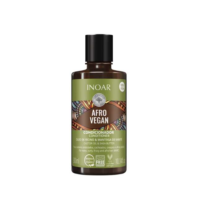 Inoar Afro Vegan Conditioner with Castor Oil & Shea Butter (300ml / 10.14 oz)