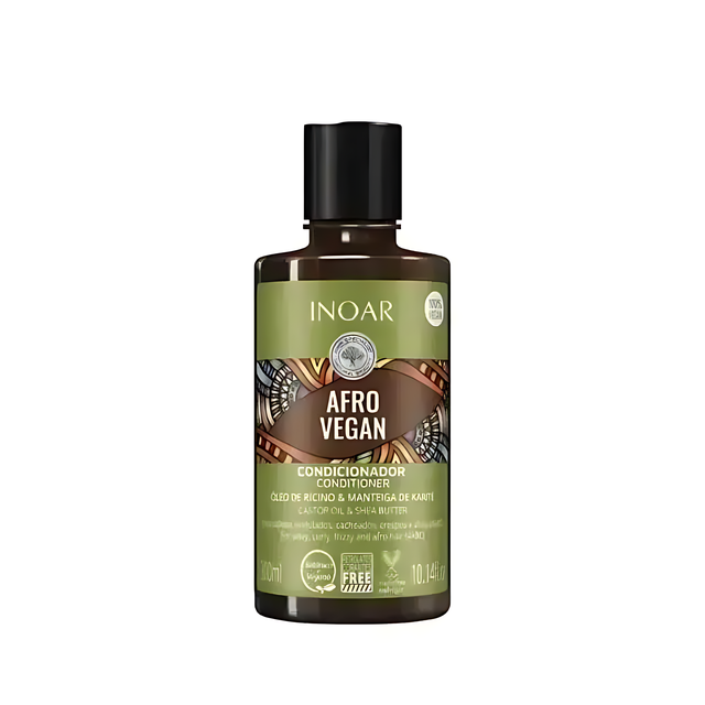 Inoar Afro Vegan Conditioner with Castor Oil & Shea Butter (300ml / 10.14 oz)