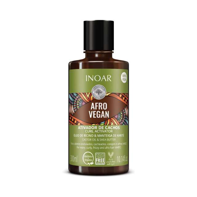 Inoar Afro Vegan Curl Activator with Castor Oil & Shea Butter - 300ml / 10.14 oz