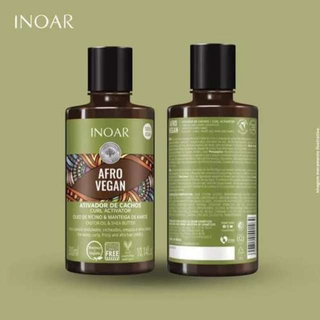 Inoar Afro Vegan Curl Activator with Castor Oil & Shea Butter - 300ml / 10.14 oz