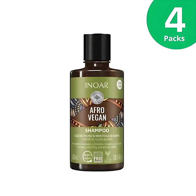Inoar Afro Vegan Shampoo with Castor Oil & Shea Butter - 300ml / 10.14 fl oz