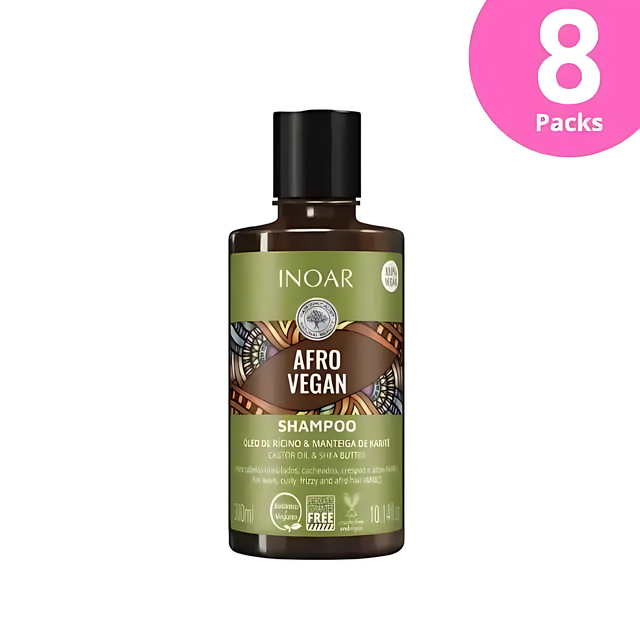 Inoar Afro Vegan Shampoo with Castor Oil & Shea Butter - 300ml / 10.14 fl oz