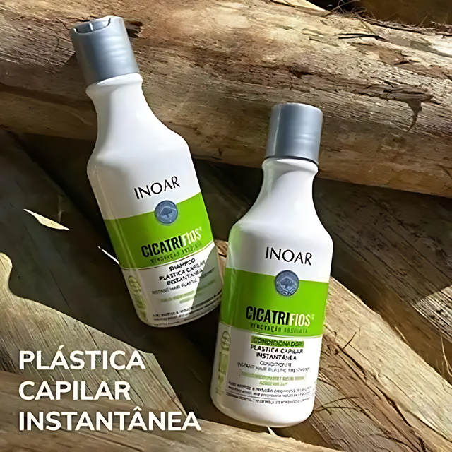 Inoar CicatriFios Shampooing et Après-shampooing Traitement Capillaire – (2 x 33.8 fl oz / 1L) Traitement Plastique Instantané pour Cheveux
