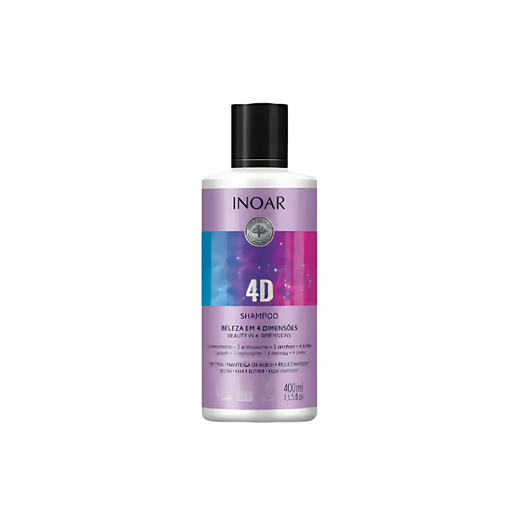 Inoar 4D Shampoo - Hydrating and Anti-Frizz Shampoo, 13.5 fl oz (400 ml). Buy now at MKPBR.COM – Worldwide Shipping