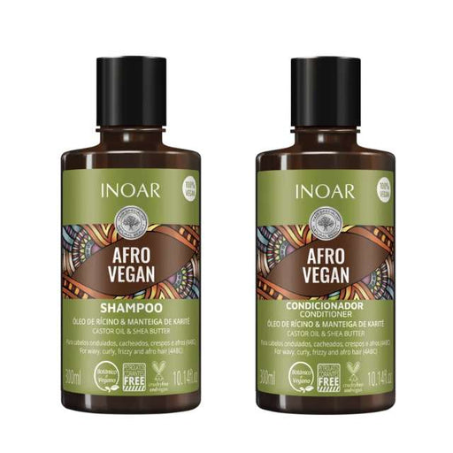 Inoar Afro Vegan Kit Shampoo and Conditioner with Castor Oil & Shea Butter - 300ml / 10.14 oz