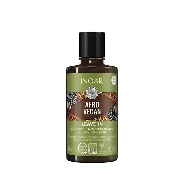 Inoar Afro Vegan Leave-In with Castor Oil & Shea Butter - 300ml / 10.14oz - Combing cream