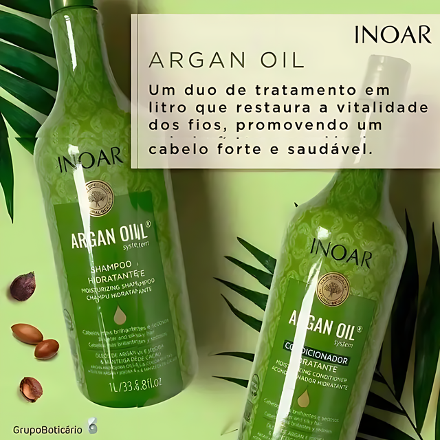 Inoar Argan Oil Shampoo & Conditioner Set - 33.8 fl oz / 1000 ml (Salon Duo)